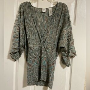Emma James Teal and Brown Knit Top